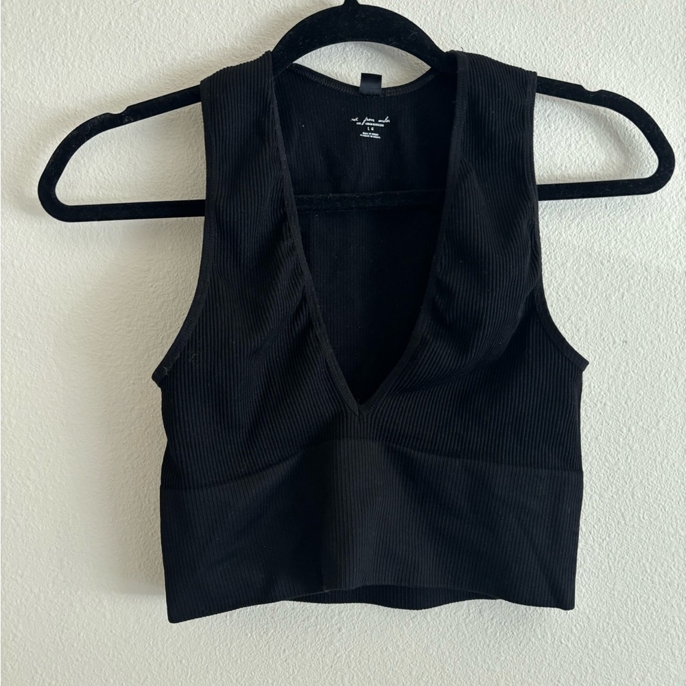 Urban Outfitters Black Fitted Sleeveless Crop Tank